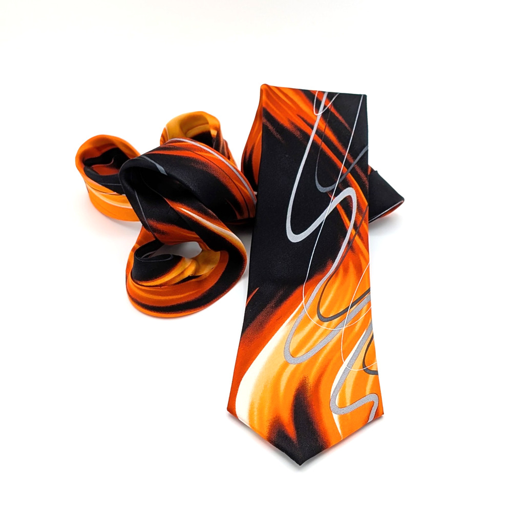 Jerry Garcia Silk Tie Bemused Collection 65 Abstract Psychedelic Black Orange